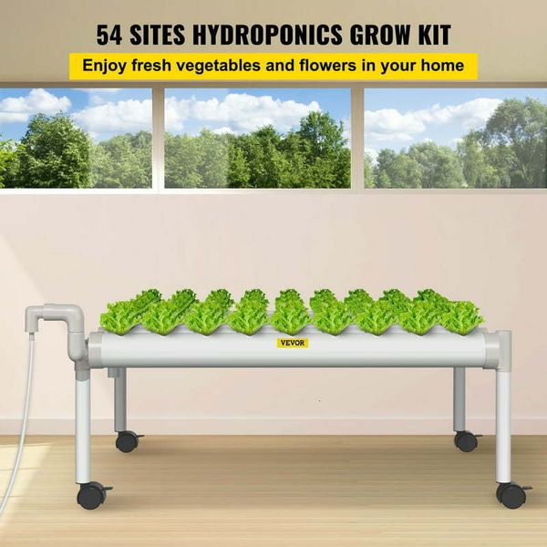 Autres outils de jardin Kit de culture de plantes d'intérieur en PVC de qualité alimentaire hydroponique de luxe avec 6 tuyaux 1 couche 54 sites et minuterie pour plantes moyennes à grandes 230821