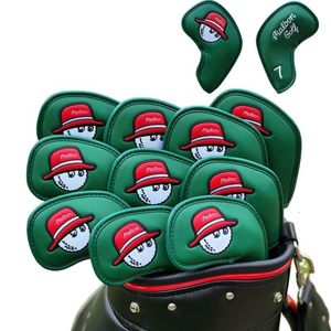 Andere golfproducten 10 stks/set Golf Club Head Cover PU-leer Golf Iron Cover Golf Iron Head Sleeve Irons Wedge Green Cover Golfaccessoires 230620
