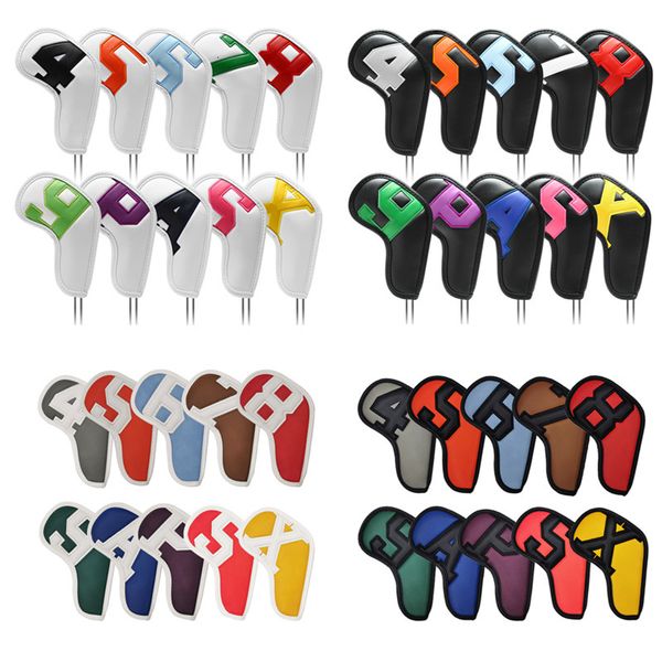 Autres produits de golf 10pcs Set Golf Iron Club Head Cover Sport Accessoires Wedges Covers 4-9 ASPX Gradients Number Ball Rod Head Housse de protection 230313