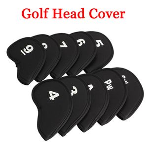 Autres produits de golf 10pcsset Head Covers Club Iron Protector Housse en néoprène Accessoire 3 4 5 6 7 8 9 Sw Pw Aw Cadeau de golfeur noir 230530