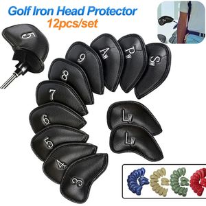 Autres produits de golf 12pcs / set portable PU Golf Club Iron Head Couvre Protecteur Golfs Head Cover Golf Headcovers Set Couverture de modèle numérique étanche 231120