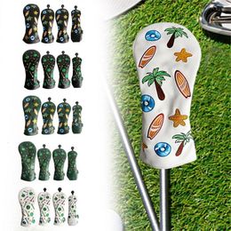 Otros productos de golf 4pcs / set Head Covers PU Leather Club Putter para Driver Fairway Wood Hybrid Accessories 230606