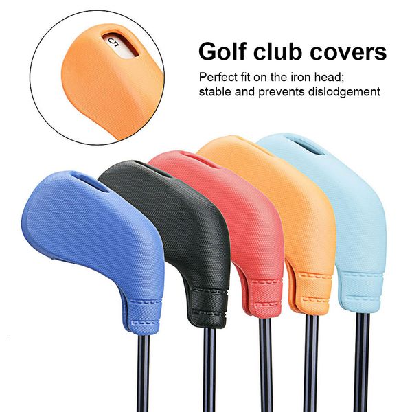 Autres produits de golf 9 pièces Club Cover TPE Iron Headcover Set Pilotes portables Protecteur Sports de plein air Garde Sleeve Accessoires Noir 230303