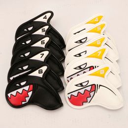 Andere golfproducten 9pcsset Universal PU golf Iron Headcover Protection Cover Shark Patroon Club Hoofd Cover Golf Club Protector Outdoor Antiscatchation 230325