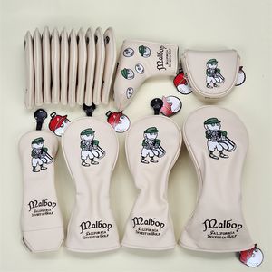 Other Golf Products Beige and green Fisherman Hat Golf Club #1 #3 #5 Wood Headcovers Driver Fairway Woods Cover PU Leather Head Covers Golf Putter 230617