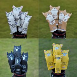 Autres produits de golf Cute Cat Golf Club # 1 # 3 # 5 # UT Couleurs mélangées Couvre-bois DR FW UT Woods Cover Mallet Blade Putter Head Covers 230617
