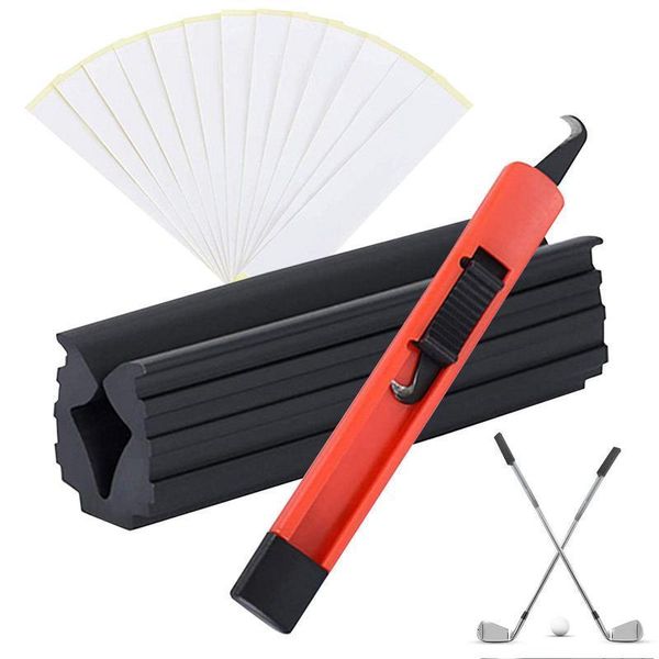 Otros productos de golf Kit de herramientas de reparación de empuñaduras de palos de golf duraderas para volver a agarrar palos de golf que incluye 1 hoja de gancho 15 cinta de doble cara 1 bloque de goma 230712