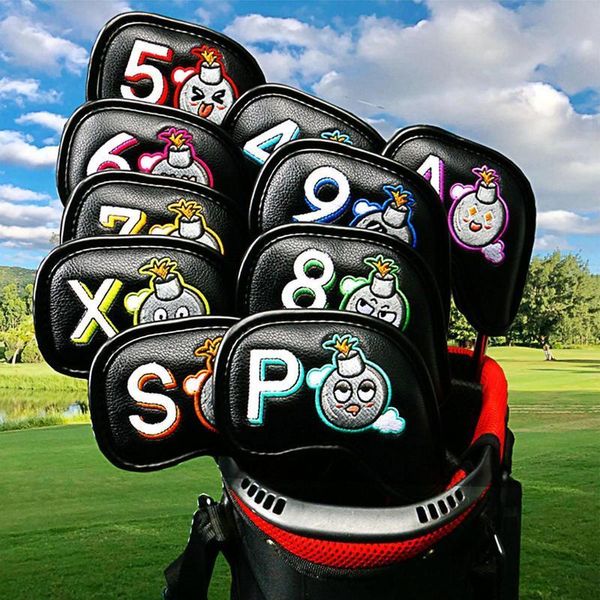 Autres produits de golf Golf Club Head Cover Irons Cover Clubs Iron Set Protecter Cover 10pcs / set Imperméable Rouille Pu Cuir Broderie Golf Headcover 230912