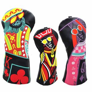 Andere golfproducten Golf Club Wood Headcovers Driver Fairway Woods Hybrid Cover Golf Club Head Protective Sleeve Character Borduurwerk 230821