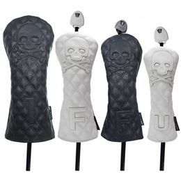 Andere golfproducten golf headcover Skull Driver Fairway Hybird Wood Head Cover Set PU Leather Waterds Waterdicht Soft Duurzaam Golf Woods Club Accessoires J230506