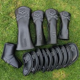 Andere golfproducten Golf Headcover SKULL Golf Woods Headcover Covers voor Driver Fairway Iron Putter 135H Clubs Set Heads PU-leer Waterbestendig Unisex 231113