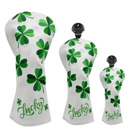 Autres produits de golf Couvre-chefs de golf Lucky Clover Golf Driver Fairway Wood Hybrid Mallet Blade Putter Cover Couvre-chef en cuir de qualité supérieure pour 231101