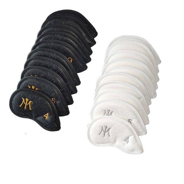 Autres produits de golf Ensemble de couvre-tête de fer de golf 10pcs noir blanc nid d'abeille matériau 3D couvre-chef de club de golf 230915