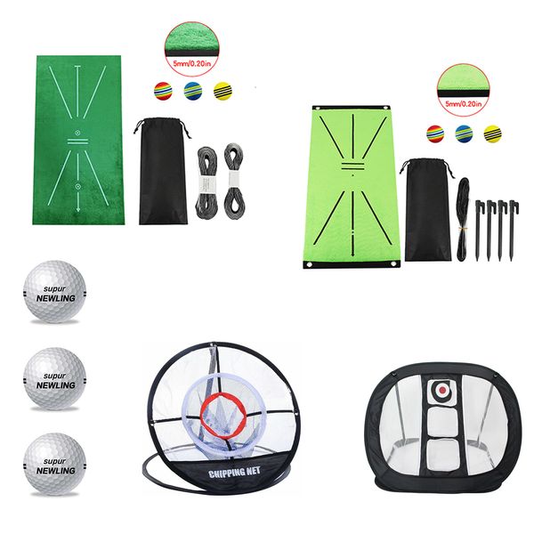 Autres produits de golf Tapis de frappe pour balançoire de golf Ensemble d'aides à la formation pour balançoire de golf Balles d'entraînement portables Intérieur Extérieur Filet de golf pliable 230803