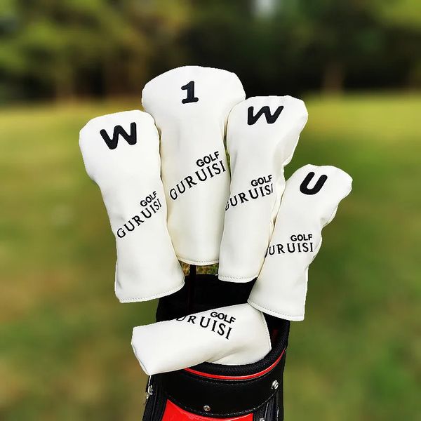 Autres produits de golf Golf Woods Headcovers Couvre-chefs pour pilote Fairway Putter 135UT Clubs Set Heads PU Cuir Unisexe Simple Golf Iron Head Cover 231109