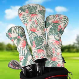 Andere golfproducten Zacht PU-leer in Hawaïaanse stijl bedrukte golfclub headcover 3-delige set gebundelde drivers speelplaats houtmix hoes 230620