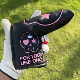 Andere golfproducten Headcover Golf Putter Cover Lovely Skull Zwart Roze Unisex Golfclubs Headcover 230620