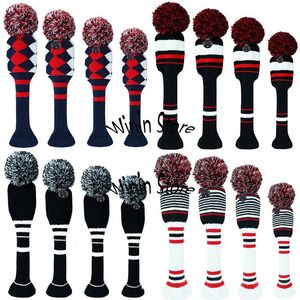 Autres produits de golf Couvre-chefs tricotés 3pcs 4pcs Big Pom Club pour pilote Fairway Hybrid Elasitc Fil Soft Protector Unisexe 231114