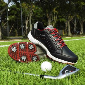 Andere golfproducten mannen golfschoenen waterdicht lederen golfer sportschoenen knop snel veter golf sneakers vrouwen comfortabel wandelen golfschoenen hkd230727