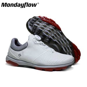 Other Golf Products Mondayflow Men's Genuine Leather Golf Shoes Waterproof Non-slip Leisure Sports Golf Men's Shoes HKD230727