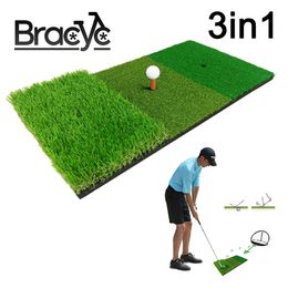 Andere golfproducten Multifunctioneel 3 in 1 Swing Mat Non Slip Artificial Turf Training Hitting Pad Practice Ball T -shirt Holder Indoor Outdoor 230822