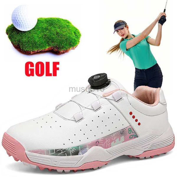 Autres produits de golf Nouvelles chaussures de golf professionnelles en cuir pour dames Chaussures de sport imperméables antidérapantes de haute qualité Chaussures d'entraînement de golf respirantes décontractées HKD230727