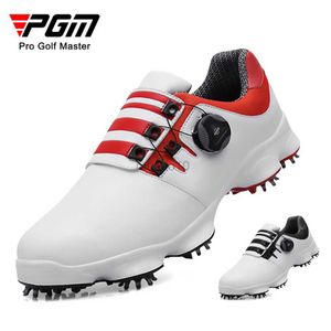 Autres produits de golf Chaussures de golf PGM Chaussures de golf pour hommes avec boucle à bouton confortable Chaussures de sport en cuir véritable imperméables Chaussures à clous antidérapantes XZ094 HKD230727