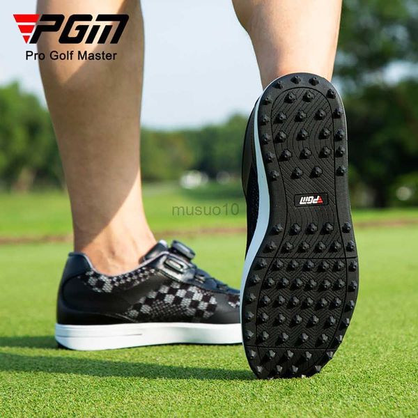 Autres produits de golf PGM XZ224 Hommes Golf Chaussures de sport Bouton Lacets Respirant Mesh Microfibre Cuir Anti-Side Slip Imperméable Baskets 39-45 Yards HKD230727