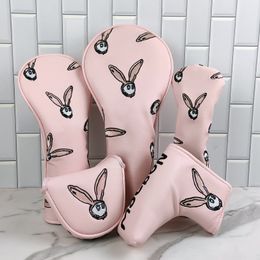 Autres produits de golf Rose Couleurs Rabbit Golf Club Wood Headcovers Driver Fairway Woods Hybrid Cover Golf Club Head Protective And Putter Cover 230707