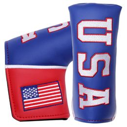 Andere golfproducten SHABIER Head Covers Blade Putter Cover USA Stripe Pu Leather Club Protector Blauw USA 231115