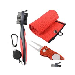 Autres produits de golf Tiron de brosse à motif en microfibre à serviette avec club accessoires de réparation de divot de gain de club 231114 drop déliv dh6gi