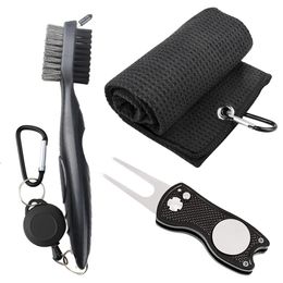 Autres produits de golf Serviette Microfibre Waffle Modèle Brosse Tool Kit avec Club Groove Cleaner Divot Réparation Accessoires 231114