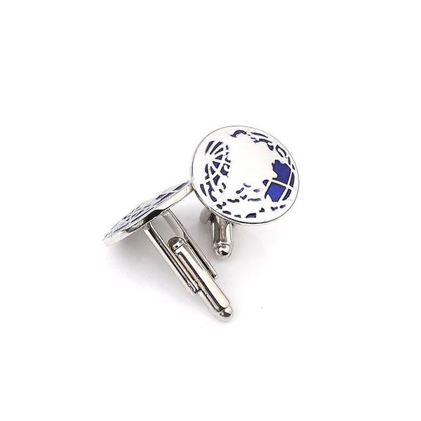 Autres accessoires de marié Luxury Sier bouffées de manchette bleu terre French Shirt Cuff Link Men Gift For Pères Drop Drop Living Party Events We Dhibj