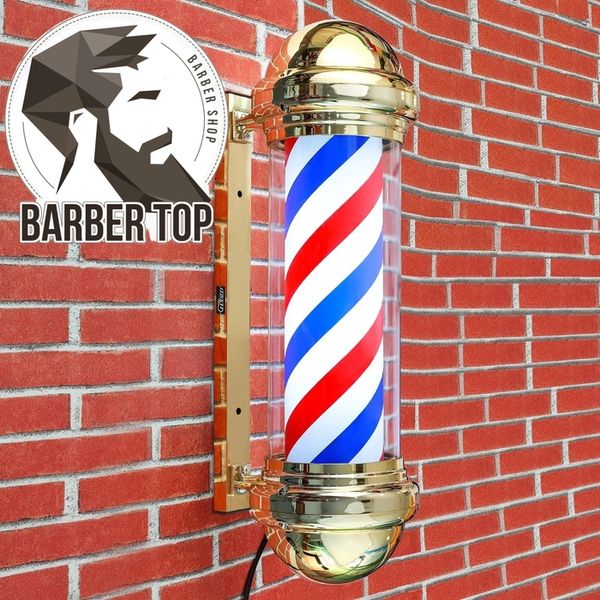 Otros cuidados del cabello 29 '' Barber Pole Light Hair Salon Barber Shop Letrero abierto Tiras LED doradas giratorias IP54 Impermeable Ahorro de energía Luz de montaje en pared 230616