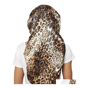 Andere haar zorgen voor bonnetten Satin Black Leopard Soft Elastic Band Silky Slee Cap Big Women Bonnet For Braids Drop leveringsproducten Auto DHSAT