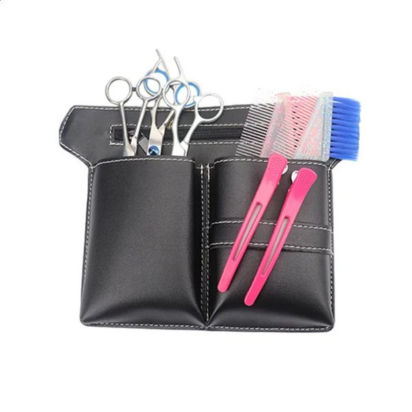 Autres soins capillaires Ciseaux à cheveux Sac Clips Peigne Case Coiffure Barber Ciseaux à cheveux Holster Porte-sac Outil Salon Taille Pack Ceinture PU Sac en cuir 231116