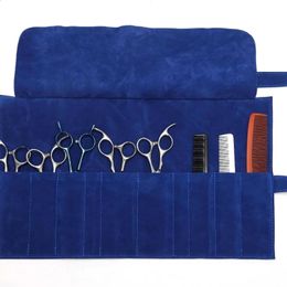 Autres soins capillaires Roll Up Scissors Pouch Professional Barber Salon PU Holster Holder pour ciseaux de coupe de cheveux cisaillement coiffure titulaire sac 231116