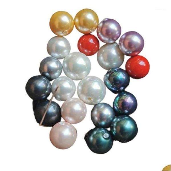 Autre demi-trou coquille d'eau douce naturelle perle entretoise perles en vrac pour 8/10/12 / 14mm convient à la fabrication de bijoux pendentif boucle d'oreille bricolage 10 pièces 1BA Dhjkl