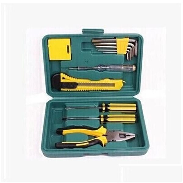 Autres outils à main 11In1 Mtifunction Kit de réparation d'urgence de voiture Boîte Tournevis Clé Pince Couteau utilitaire Ruban à mesurer Outil de réparation A Dhgrv