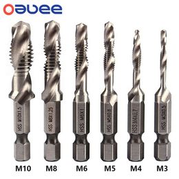 Autres outils à main 16pcs Tap Foret Set Hex Shank Plaqué HSS Filetage Machine Composé M3 M4 M5 M6 M8 M10 221128