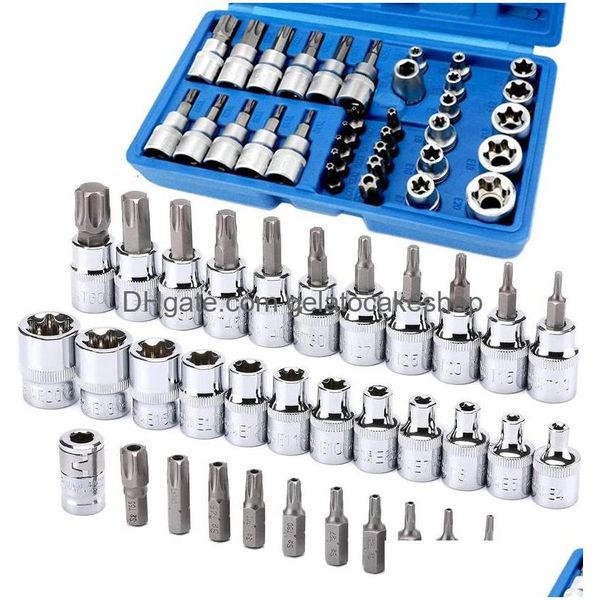 Otras herramientas de mano 34 piezas Torx Bit Socket y E Star Set 1 4 3 8 2 Unidad Macho Hembra Bits de seguridad Herramienta de mano Drop Entrega Inicio DHC0X