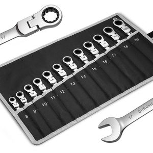 Otras herramientas de mano Juego de llaves combinadas de trinquete flexible Juego de herramientas métricas de llave inglesa de trinquete Reparación de automóviles con bolsa de transporte 221202
