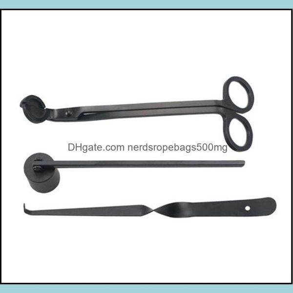 Autres outils à main Maison Jardin Bougies en acier inoxydable Ensemble d'outils de réparation Noir Bougie Mèche Tondeuse Louche Éteignoir 256 V2 Drop Delivery 2021