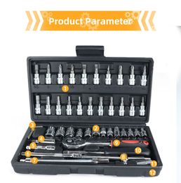 Autres outils à main Ensembles Accueil Kit de réparation de voiture de vélo Ensemble Boîte mécanique Clé à douille de 14 pouces Kits de tournevis à cliquet 230201