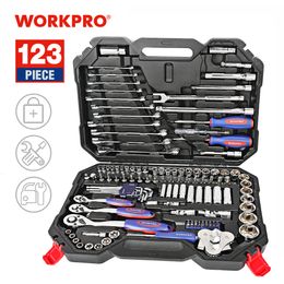 Andere handgereedschappen WorkPro Toolset Handgereedschap voor auto -reparatie Ratchet Spekje sleutel Socket Set Professionele fietscar Repairgereedschap Kits 230419