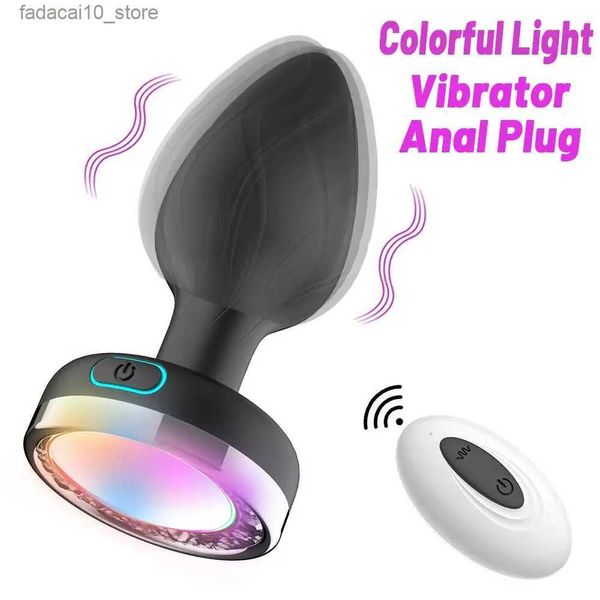 Otros artículos de belleza de salud 10 frecuencia Butt Plug Luz colorida Anal Plug Vibrador Masaje de próstata Juguete Mujeres Hombres Gay Adulto Control remoto inalámbrico Q240117