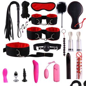 Andere gezondheidsschoonheidsitems 20 pc's/set BDSM Bondage Set Butt Butt Anal Rope Whip Blinddold Dildo ADT Toy Game For Women J1124 Drop Lever DHGVP