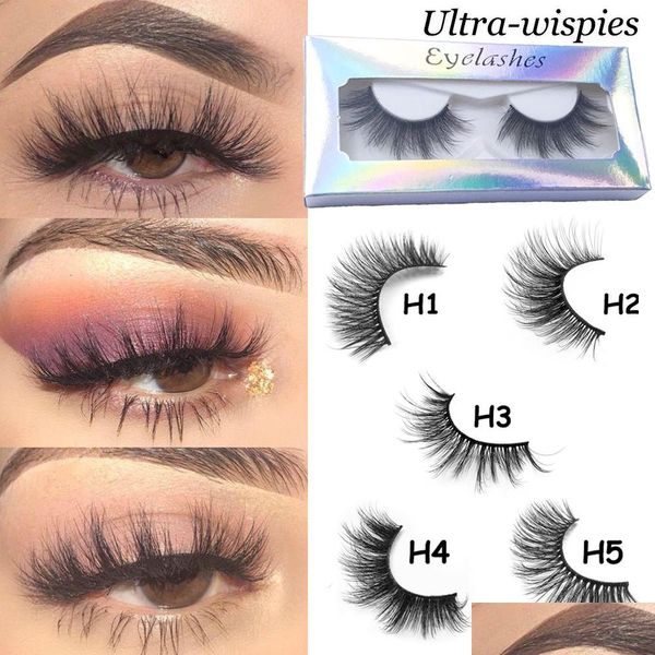 Otros artículos de belleza para la salud Pestañas de 25 mm 3D 100% pelo de visón Pestañas postizas Dramático Long Wispies Fluffy Eyelash Fl Strips Extensión M Dhohs