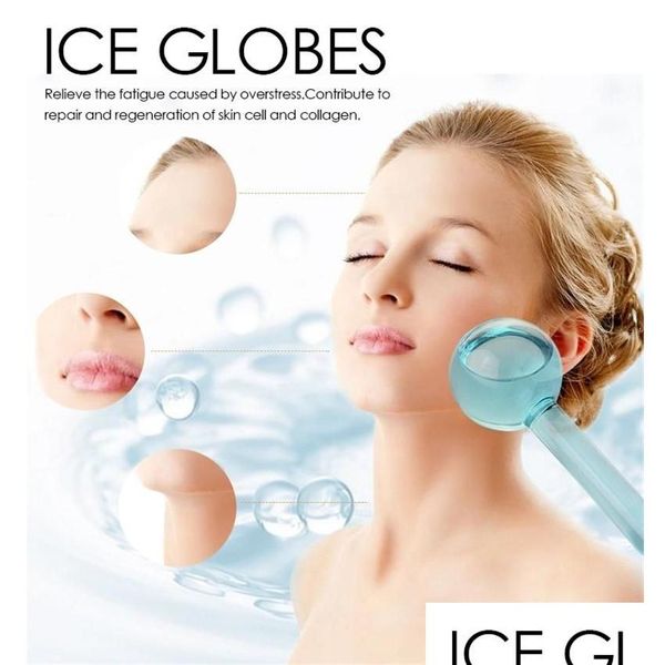 Autres articles de santé et de beauté 2pcs / pack visage mas globes boule de glace énergie cristal verre refroidissement vague d'eau pour le visage rides soins de la peau dhtyn