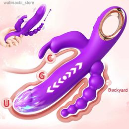 Autres éléments de beauté de la santé 3 vibratrice de lapin à 1 spot G pour femmes Dildo Vagin Clitoris Stimulator anal double pénétration Toys pour adultes L49